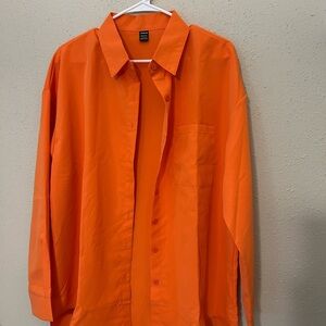 SHEIN Orange Lightweight Shirt Jacket